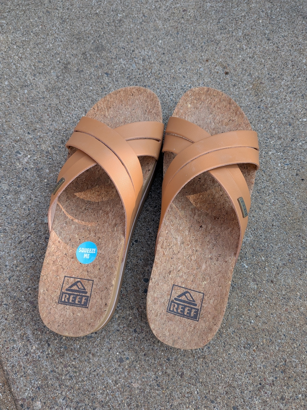 Reef Women's Tan Crisscross Cork Slide Sandals